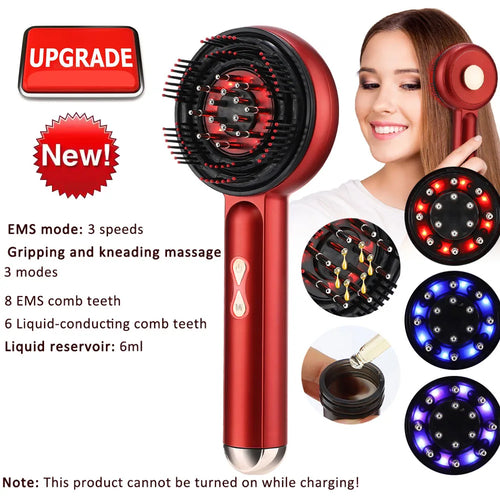 Electric Hair Regrowth Brush with Infrared Light Machine Acupoint Scalp Massage Anti-Hair Loss Exercise Hair Scrubber Combs - Color: New type